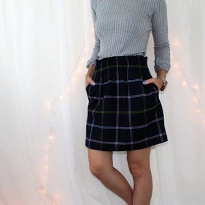 J.Crew Sidewalk Skirt In Navy Plaid W/Pockets